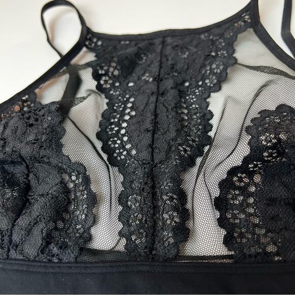 Victoria’s Secret Body by Victoria High Neck Lace Mesh Bralette Black Medium - Picture 5 of 10